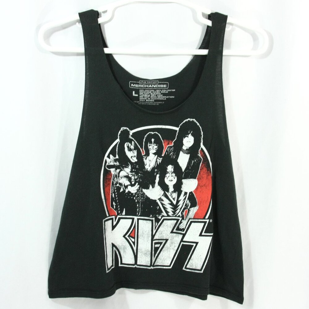 Live Nation Merchandise Kiss Glam Rock Metal Cropped Tank Top Large Black